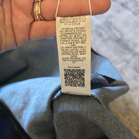 Missguided Denim Tunic Dress Womens Small Blue Deep V Neck Long Sleeve Club NEW - Picture 9 of 13